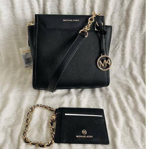NWT Michael Kors Graham North South Messenger Bag & ID Card Holder - Black